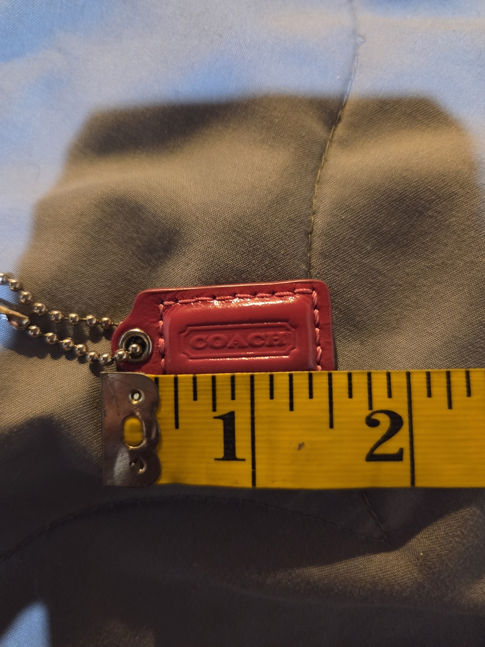 Coach Pink Leather Key Tag with Ball Chain